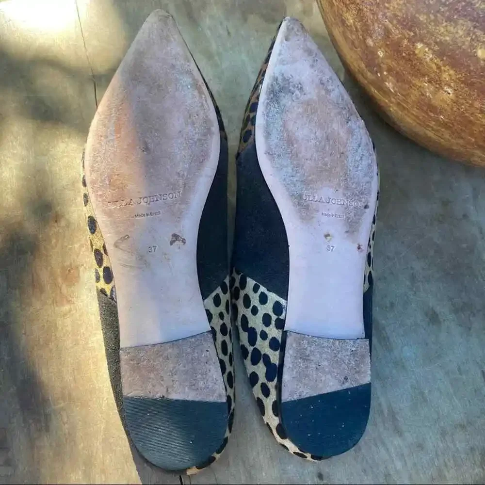 Ulla‎ Johnson flats mules size 6.5 slip on calf hair animal print mobwife pointy